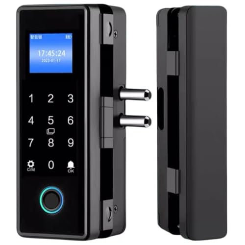 Smart Lock Fingerprint Glass Door Lock with Keypad Doorbell Function Fingerprint Password Access Card App Remote control 5 in 1 Unlock Electronic Door Lock Punch
