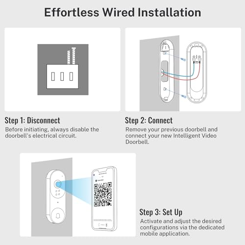 Occuwave 1080P Doorbell Camera Wired, AI Smart Human Detection, 2-Way Audio, Night Vision, Chime Ringer Included, 2.4Ghz WiFi, Indoor/Outdoor Surveillance, Live View, Cloud Storage