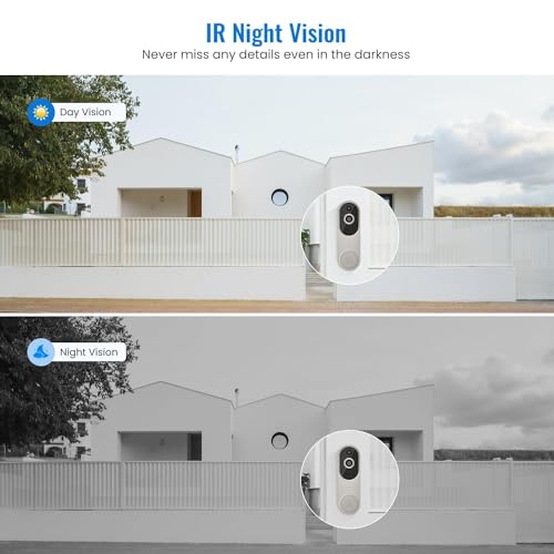 SJCODE Smart Video Doorbell Included Ring Chime, Wide-Angle Lens, Battery Powered, Human Detection, 2 Way Audio, Night Vision, 1080P Security Camera Wireless for Indoor/Outdoor Surveillance