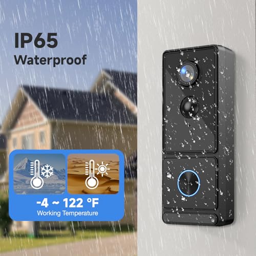 Video Doorbell Camera Wireless No Subscription, Door Bell Cameras Wireless with Chime, 2.4GHz,1080P Door Camera, 2-Way Audio, PIR Motion Detection, Voice Changer, Real Time Alert, Works with Alexa