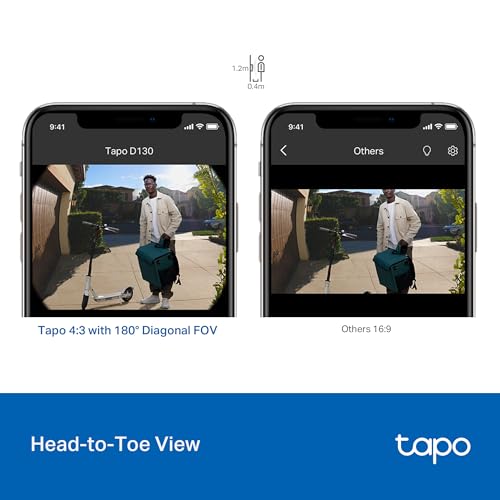 Tapo TP-Link Smart Video Doorbell Camera Wired, 2K 5MP, Color Night Vision, 180° Ultra-Wide FOV, 2-Way Audio, Free AI Detection, Cloud & SD Card Storage, Works w/Alexa & Google Home, D130