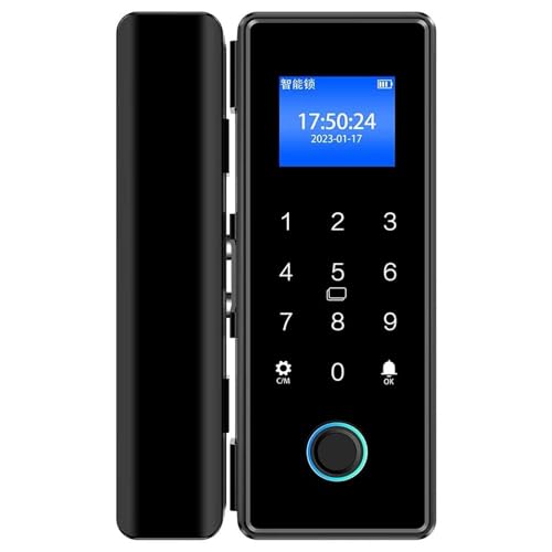 Smart Lock Fingerprint Glass Door Lock with Keypad Doorbell Function Fingerprint Password Access Card App Remote control 5 in 1 Unlock Electronic Door Lock Punch