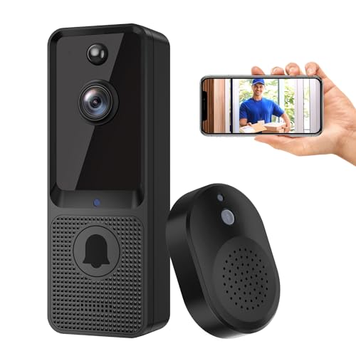 ALPHAPEACH Smart Video Doorbell Camera Wireless with Included Chime, AI Human Detection, Cloud Storage, Night Vision, 2-Way Audio, Battery Powered, 2.4G WiFi, Indoor Outdoor Surveillance