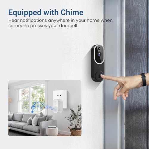 Guggre 1080P Wireless Video Doorbell Camera with Chime, Intelligent AI Human Detection, Cloud Storage, Two-Way Audio, 2.4GHz Wi-Fi Support, Real-Time Alerts, Easy Installation, Night Vision