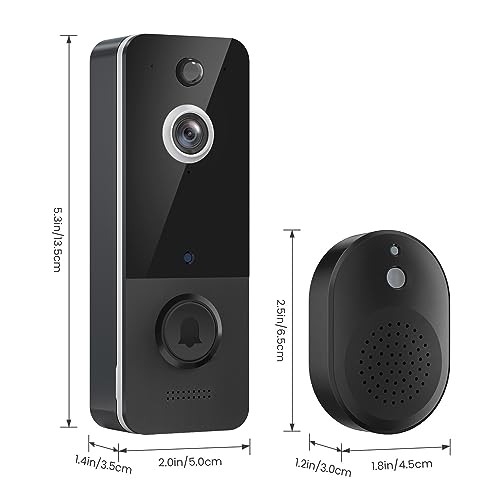Guggre Smart Video Doorbell Camera Wireless, Chime Ringer Included, Cloud Storage, AI Human Detection, 2-Way Audio, Live View, 2.4G WiFi, Night Vision, Battery Powered, Indoor Outdoor Surveillance