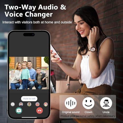 Smart Doorbell Wireless Remote Video Doorbell with Chime,IR Night Vision, 2-Way Audio,Home Intercom HD Wide Angle View Security Doorbell, M8-black