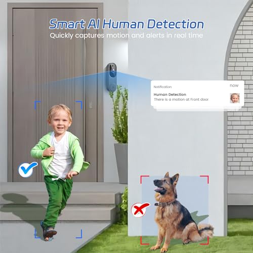 Guggre 1080P Smart Wireless Video Doorbell Camera, Home Security with Chime Ringer, Cloud Storage, 2.4GHz Wi-Fi, Intelligent Human Detection, 2-Way Audio, Night Vision, Real-Time Alert