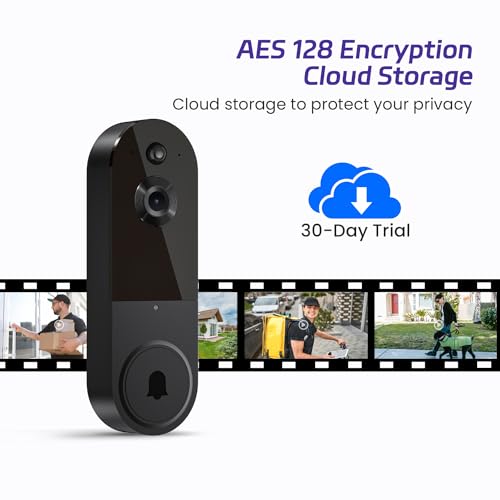 SJCODE Smart Video Doorbell Included Indoor Chime, Wide-Angle Lens, Battery Powered, Human Detection, 2 Way Audio, Night Vision, 1080P Security Camera Wireless for Indoor/Outdoor Surveillance