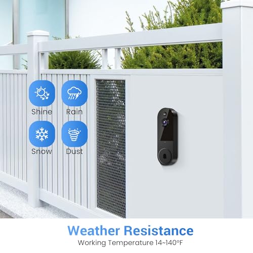 Biglory 1080P Smart Wireless Doorbell Camera with Chime, AI Human Detection, Live View, Night Vision, Home Security System, 2-Way Audio, Instant Alerts, 2.4G WiFi, Cloud Storage, Battery Powered