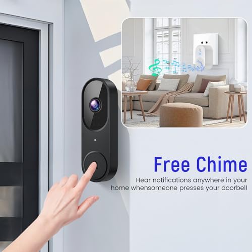 Guggre 1080P Wired Smart Video Doorbell Camera with Chime, Night Vision, Cloud Storage, 2.4GHz Wi-Fi, Intelligent AI Human Detection, Real-Time Alert, 2-Way Audio, Easy Installation