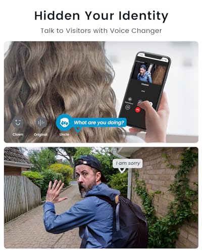 ieGeek 2K Doorbell Camera Wireless - Video Doorbell with Chime Ringer, Smart Wifi Doorbell AI & PIR Motion Detection, 2 Way Audio, Voice Changer, SD Card Storage with No Subscription, Works with Alexa