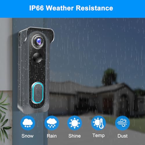 KAMEP Doorbell Camera Wireless with Chime,2.4G WiFi Smart Video Doorbell with Voice Changer, Voice Message,PIR Motion Detection, Night Vision, 2-Way Audio, Compatible with Alexa&Google Assistant