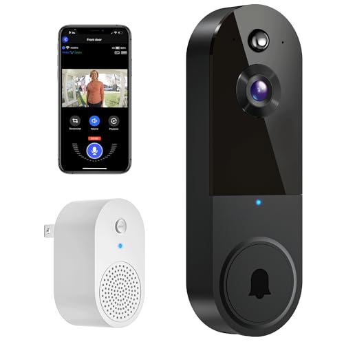 Occuwave 1080P Video Doorbell Camera Wireless, Chime Ringer Included, Cloud Storage, Live View, 2-Way Audio, Night Vision, 2.4G WiFi, Battery Powered, AI Human Detection, Indoor Outdoor Surveillance
