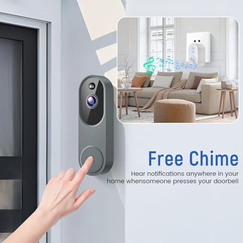 Guggre 1080P Smart Wireless Video Doorbell Camera, Home Security with Chime Ringer, Cloud Storage, 2.4GHz Wi-Fi, Intelligent Human Detection, 2-Way Audio, Night Vision, Real-Time Alert