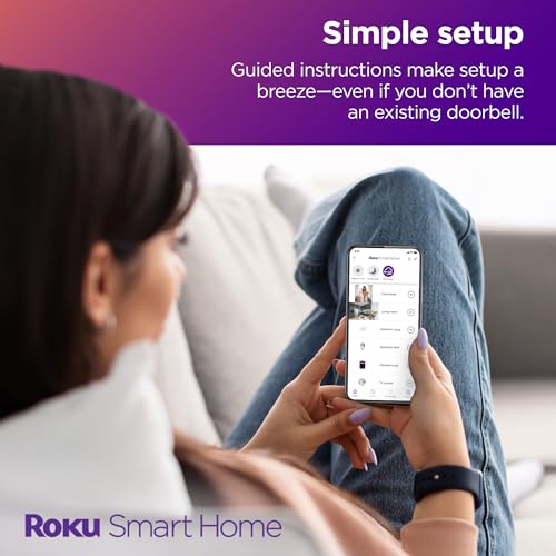 Roku Smart Home Wireless Video Doorbell & Chime - 1440p HD Night Vision Ultrawide View Doorbell Camera with Motion & Sound Detection, Works with Alexa & Google - 90-Day Subscription Included