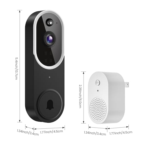 Guggre 1080P Wireless Video Doorbell Camera with Chime, Intelligent AI Human Detection, Cloud Storage, Two-Way Audio, 2.4GHz Wi-Fi Support, Real-Time Alerts, Easy Installation, Night Vision