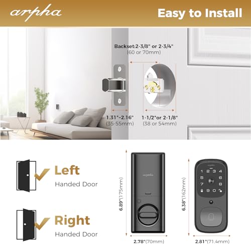 Security Smart Lock with Camera, Wifi Door Lock with Doorbell, Fingerprint Deadbolt for Front Door, 2K HD Camera, 2 way Audio Remote Control, Built-in WiFi, 32GB Local Storage, IP65 Waterproof