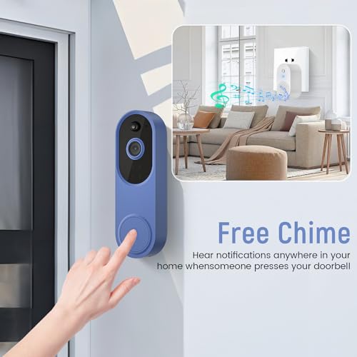 Guggre Smart Video Doorbell Camera with Chime, AI Human Detection, Cloud Storage, 2-Way Audio, Live View, Night Vision, Real-Time Alert, Wireless Indoor/Outdoor Surveillance, 2.4GHz Wi-Fi