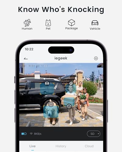 ieGeek 2K Doorbell Camera Wireless - Video Doorbell with Chime Ringer, Smart Wifi Doorbell AI & PIR Motion Detection, 2 Way Audio, Voice Changer, SD Card Storage with No Subscription, Works with Alexa