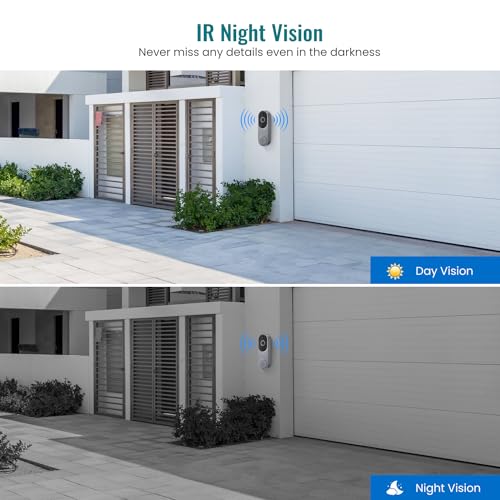 ALPHAPEACH 1080P Video Doorbell Camera Wireless, Chime Ringer Included, Live View, Night Vision, Smart AI Human Detection, 2.4G WiFi, 2-Way Audio, Cloud Storage, Indoor Outdoor Surveillance