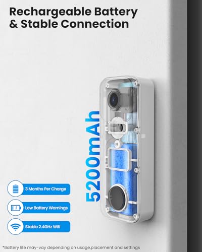 Rebluum Doorbell Camera Wireless with Chime, 2K Smart Video Doorbell Camera with 2-Way Audio, Night Vision, Motion Detection,Voice Changer,SD/Cloud Storage, Battery Powered, No Subscription