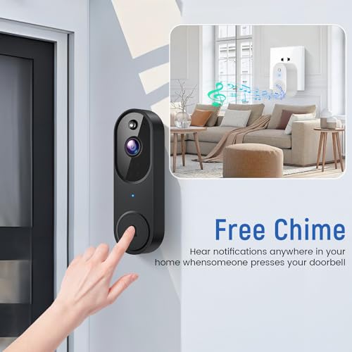 Guggre 1080P Video Doorbell Camera, Smart Human Detection, Cloud Storage, Chime Included, Live View, 2-Way Audio, IR Night Vision, Battery Powered, Indoor/Outdoor Surveillance