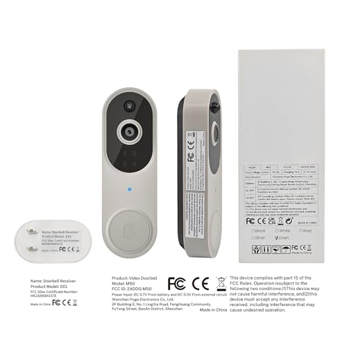 SJCODE Smart Video Doorbell Included Ring Chime, Wide-Angle Lens, Battery Powered, Human Detection, 2 Way Audio, Night Vision, 1080P Security Camera Wireless for Indoor/Outdoor Surveillance