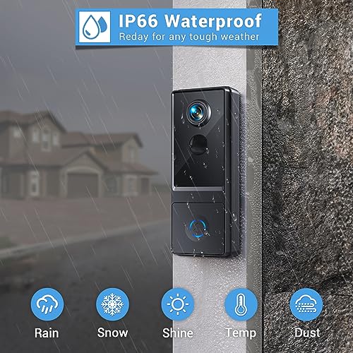 XTU Doorbell Camera Wireless - Video Doorbell Camera with Wireless Chime, Voice Changer,2 Way Audio, AI Smart Human Detection, Works with Alexa & Google Assista, Real Time Alert for Home, 2.4GHz WiFi.
