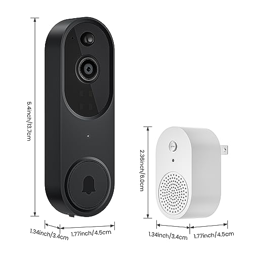 BITEPASS 1080p Video Doorbell Camera Wireless with Chime, AI Human Detection, 2-Way Audio, FHD Live View, Wire-Free, Night Vision, Cloud Storage, Battery Powered, Indoor Outdoor Surveillance