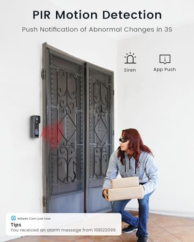 ieGeek 2K Doorbell Camera Wireless - Video Doorbell with Chime Ringer, Smart Wifi Doorbell AI & PIR Motion Detection, 2 Way Audio, Voice Changer, SD Card Storage with No Subscription, Works with Alexa
