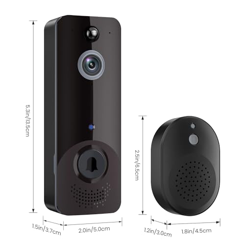 ALPHAPEACH Smart Video Doorbell Camera Wireless, Chime Ringer Included, 2-Way Audio, AI Human Detection, Live View, Night Vision, Cloud Storage, Rechargeable Battery, Indoor Outdoor Surveillance