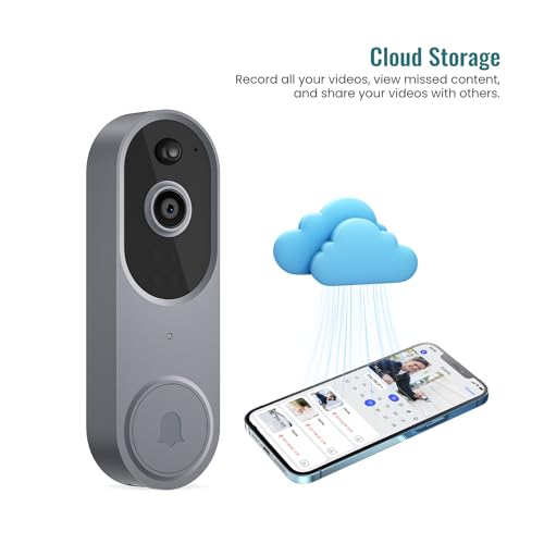 ALPHAPEACH 1080P Video Doorbell Camera Wireless, Chime Ringer Included, Live View, Night Vision, Smart AI Human Detection, 2.4G WiFi, 2-Way Audio, Cloud Storage, Indoor Outdoor Surveillance