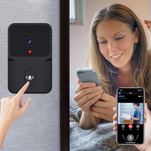 Smart Doorbell Remote Video Doorbell with Chime,IR Night Vision, 2-Way Audio,Home Intercom HD Wide Angle View Security Doorbell(Black), DB-m8