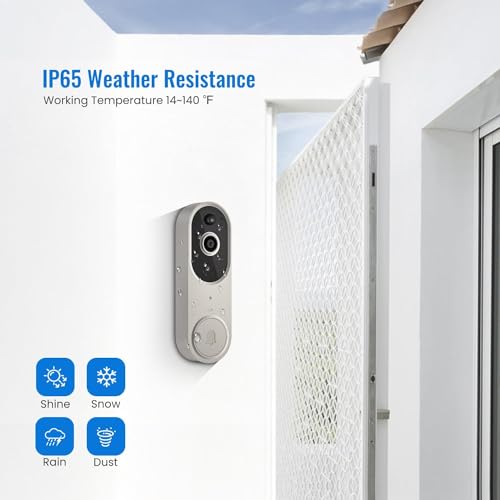 SJCODE Smart Video Doorbell Included Ring Chime, Wide-Angle Lens, Battery Powered, Human Detection, 2 Way Audio, Night Vision, 1080P Security Camera Wireless for Indoor/Outdoor Surveillance