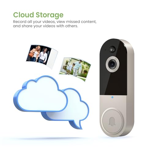 Hubposh Smart Video doorbell Camera Wireless Wi-Fi Cam with Night Vision,Motion Detection, Cloud Storage, Two Way Audio, Chime Ringer Included…