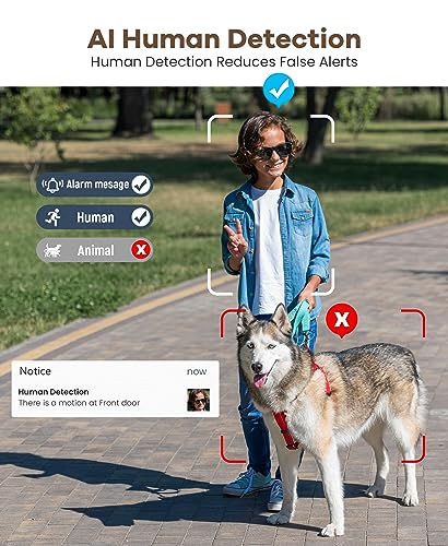 Smart Video Doorbell Camera Wireless with Chime, AI Human Detection, 2-Way Audio, HD Live View, 2.4G WiFi Only, Night Vision, Cloud Storage, Battery Powered, Indoor Outdoor Surveillance