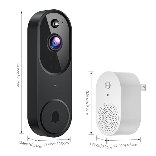 Guggre 1080P Video Doorbell Camera, Smart Human Detection, Cloud Storage, Chime Included, Live View, 2-Way Audio, IR Night Vision, Battery Powered, Indoor/Outdoor Surveillance