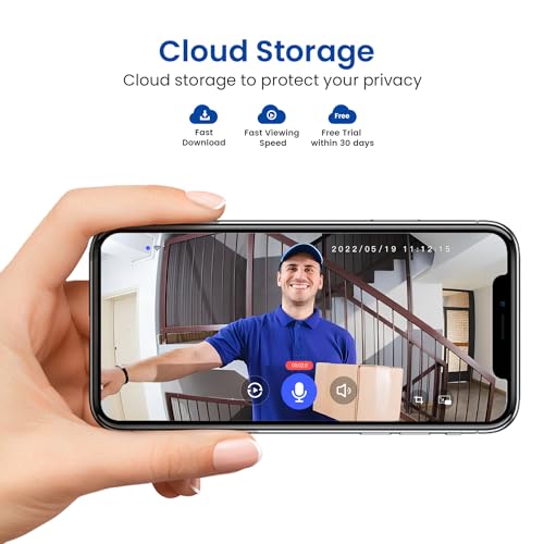 Guggre 1080P Smart Video Doorbell Camera with Chime, Intelligent AI Human Detection, Cloud Storage, Two-Way Audio, IR Night Vision, Battery Powered, Indoor/Outdoor Surveillance, Live View