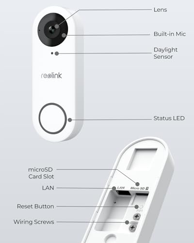 REOLINK 5MP Video Doorbell Wi-Fi Camera with Chime, 3:4 Head-to-Toe View, 180°View, 5/2.4 GHz Wi-Fi, 2-Way Audio, Person/Package Detection, Waterproof, Smart Alerts, Works NVR(Wired)