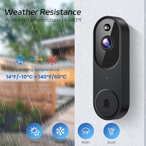 Guggre 1080P Video Doorbell Camera, Smart Human Detection, Cloud Storage, Chime Included, Live View, 2-Way Audio, IR Night Vision, Battery Powered, Indoor/Outdoor Surveillance