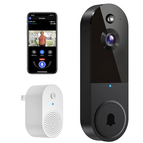Occuwave 1080P Video Doorbell Camera Wireless, Chime Ringer Included, Cloud Storage, Live View, 2-Way Audio, Night Vision, 2.4G WiFi, Battery Powered, AI Human Detection, Indoor Outdoor Surveillance