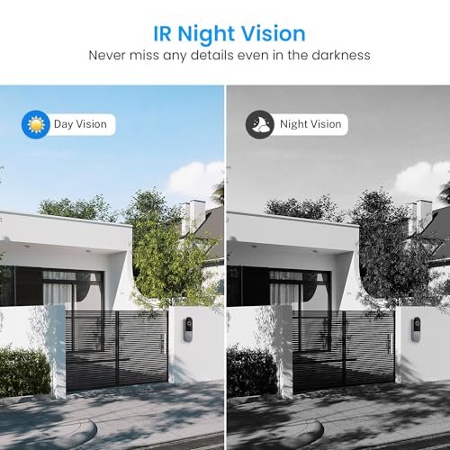 HotFun 1080P Video Doorbell Camera Wireless with Ring Chime, Smart AI Human Detection, Night Vision, 2-Way Audio, Battery Powered, Cloud Storage, 2.4G WiFi, Indoor Outdoor Surveillance