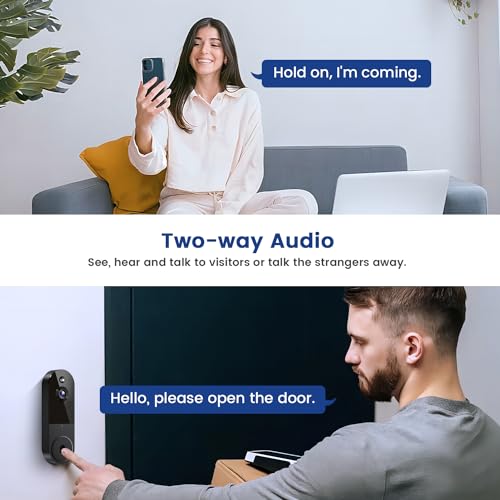 Guggre 1080P Smart Video Doorbell Camera with Chime, Intelligent AI Human Detection, Cloud Storage, Two-Way Audio, IR Night Vision, Battery Powered, Indoor/Outdoor Surveillance, Live View