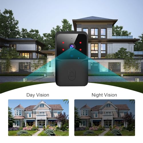 Smart Doorbell Remote Video Doorbell with Chime,IR Night Vision, 2-Way Audio,Home Intercom HD Wide Angle View Security Doorbell(Black), DB-m8