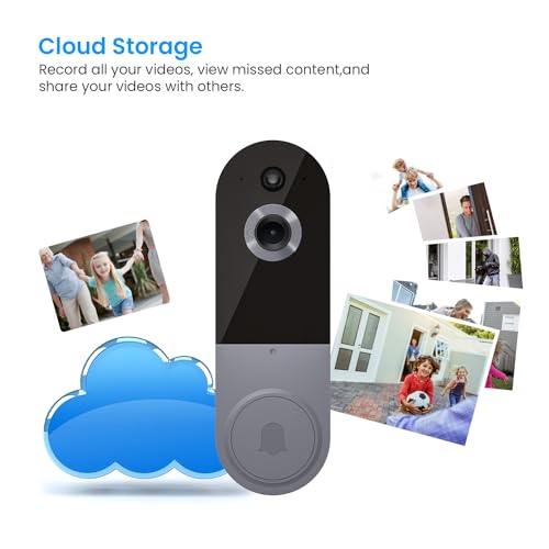 HotFun 1080P Video Doorbell Camera Wireless with Ring Chime, Smart AI Human Detection, Night Vision, 2-Way Audio, Battery Powered, Cloud Storage, 2.4G WiFi, Indoor Outdoor Surveillance