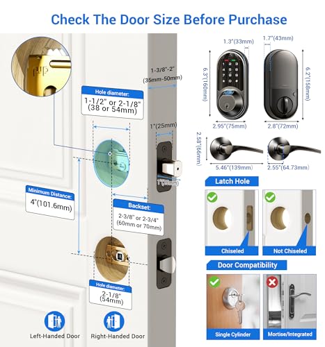 Veise Smart Lock with Fingerprint Keyless Entry