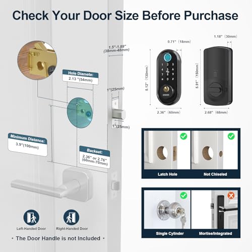 Smart Lock, SMONET Fingerprint Door Lock Smart Deadbolt Keyless Entry - Electronic Digital Keypad with Biometric Fingerprint, Smartphone App Auto Lock Bluetooth Keys Fobs Smartlock for Alexa, Home