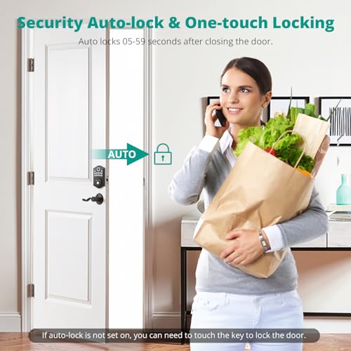 AkaGear Keyless Entry Door Lock with APP Control - Fingerprint Deadbolt Door Lock, Electronic Keypad Lock, Smart Locks for Front Door, Auto-Lock & One Touch Locking with Bluetooth - Oil Rubbed Bronze