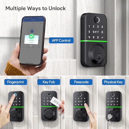 Smart Keyless Deadbolt Lock with Fingerprint and App