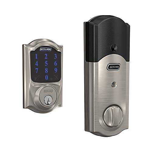 SCHLAGE Camelot Smart Deadbolt with Alarm, Satin Nickel